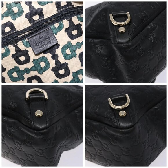 GUCCI GG Canvas Guccissima Tote Bag Leather Black Gold - Picture 12 of 15